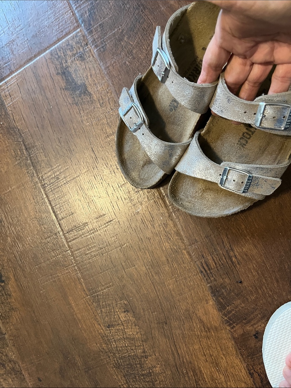 Birkenstock Metallic Taupe Two-Strap Sandals - Picture 3 of 4